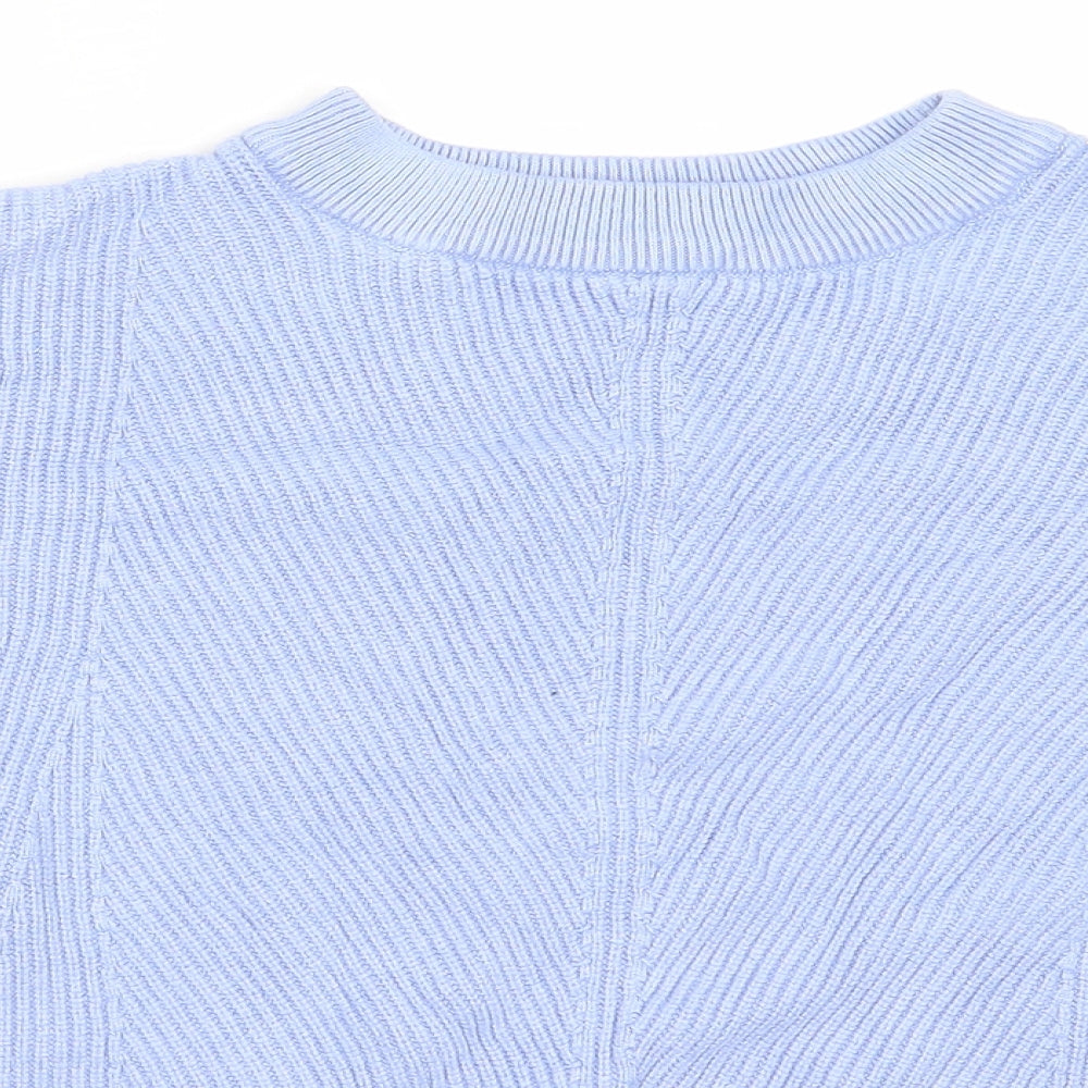 Marks and Spencer Womens Blue Round Neck  Viscose Pullover Jumper Size S