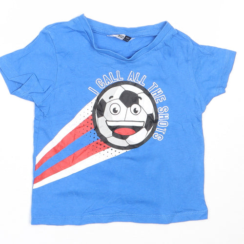 Pep&Co Boys Blue  Cotton Basic T-Shirt Size 12-18 Months Round Neck  - football