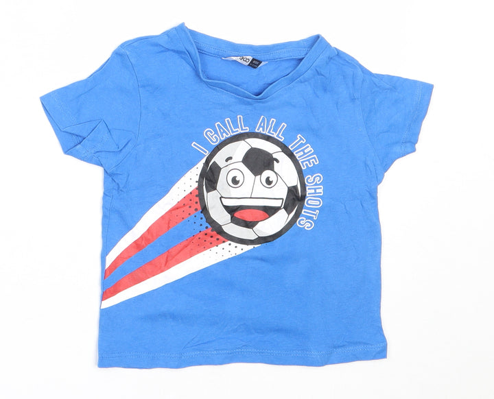 Pep&Co Boys Blue Cotton Basic T-Shirt Size 12-18 Months Round Neck - football