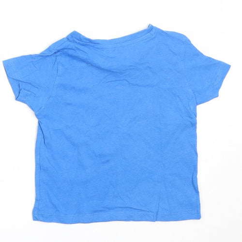 Pep&Co Boys Blue  Cotton Basic T-Shirt Size 12-18 Months Round Neck  - football