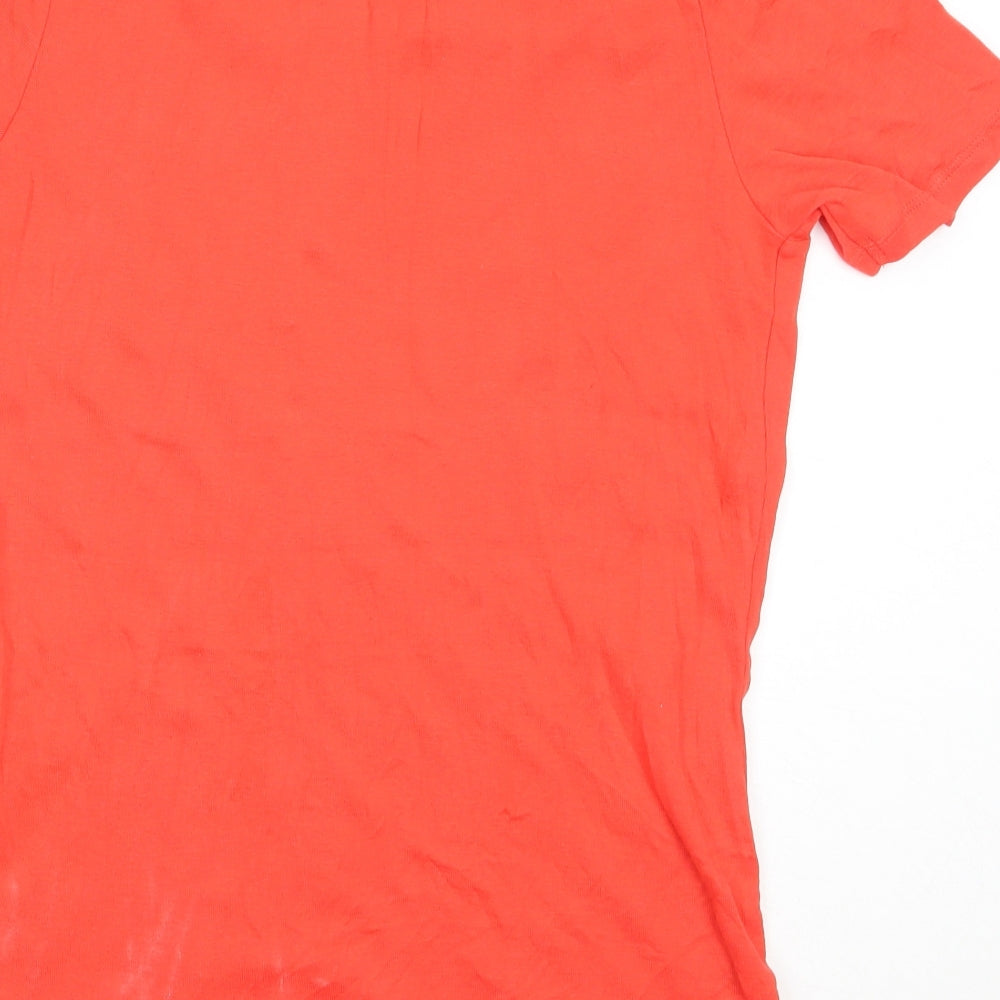 Preworn Womens Red  Cotton Basic T-Shirt Size 12 Square Neck