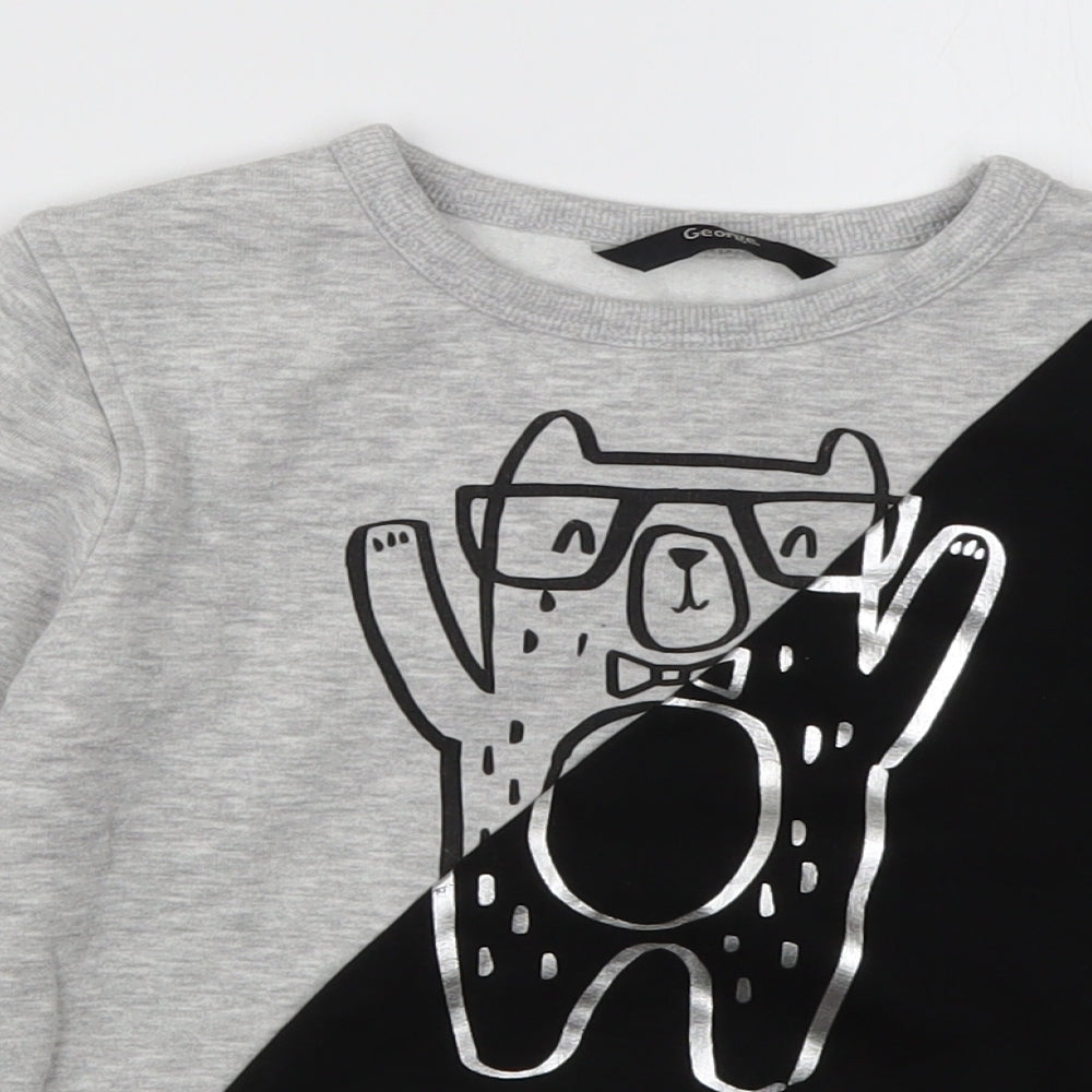 George Boys Grey Crew Neck  Cotton Pullover Jumper Size 3-4 Years  Pullover - Future Genius