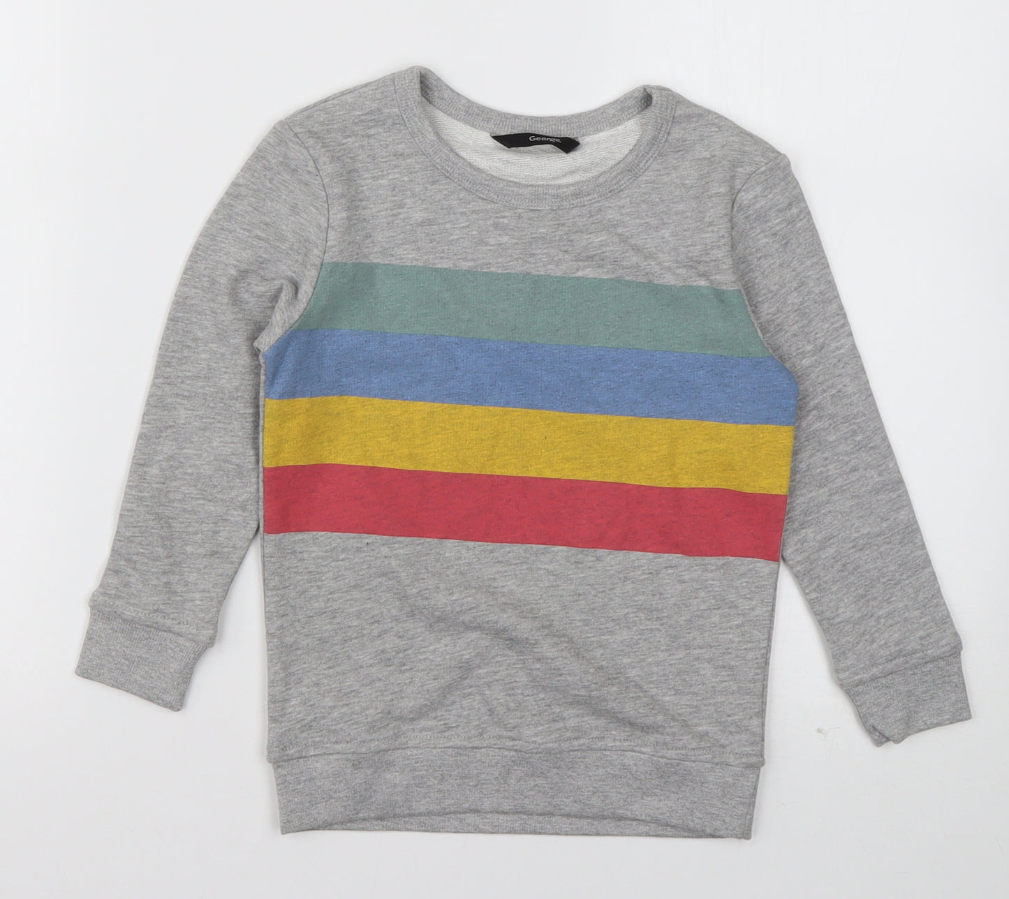 George Boys Grey Striped Cotton Pullover Sweatshirt Size 3-4 Years  Pullover