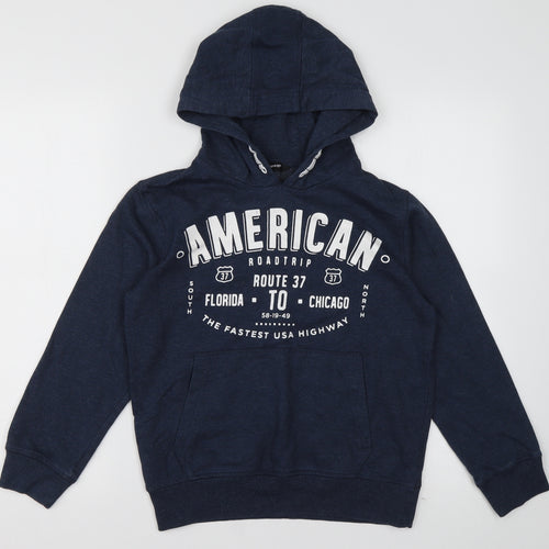 geogre Boys Blue  Cotton Pullover Hoodie Size 10-11 Years  Pullover - American