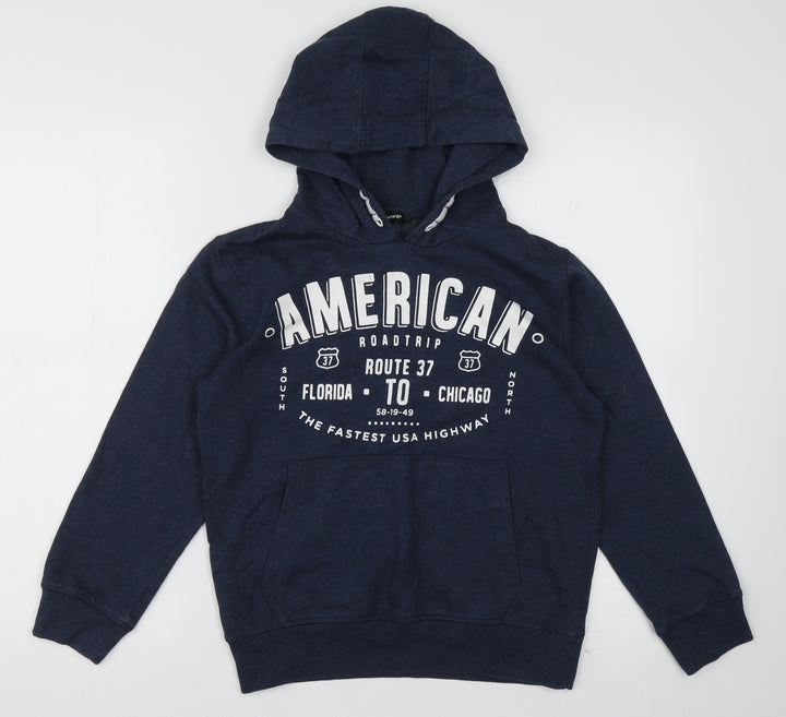 geogre Boys Blue  Cotton Pullover Hoodie Size 10-11 Years  Pullover - American