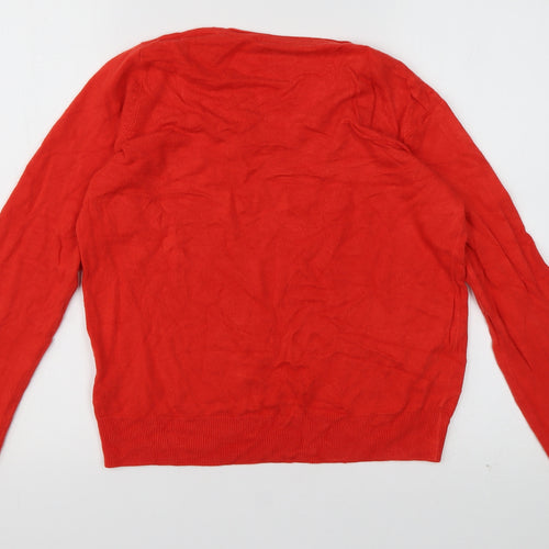 Marks and Spencer Womens Red V-Neck  Acrylic Pullover Jumper Size 14