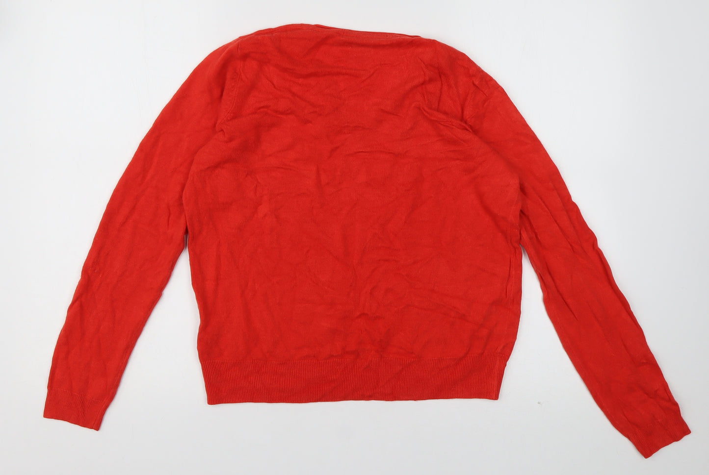 Marks and Spencer Womens Red V-Neck  Acrylic Pullover Jumper Size 14