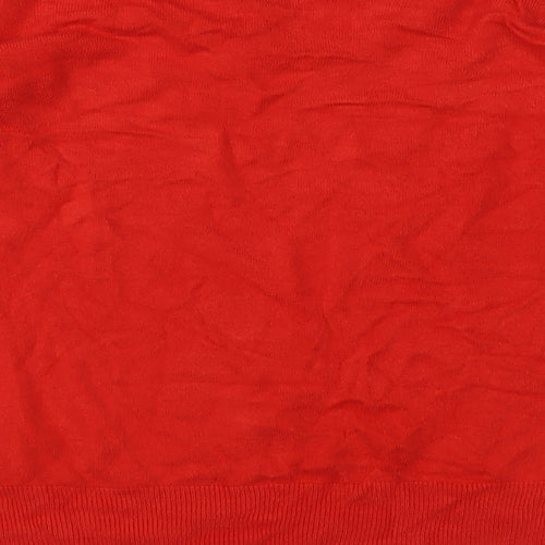 Marks and Spencer Womens Red V-Neck  Acrylic Pullover Jumper Size 14