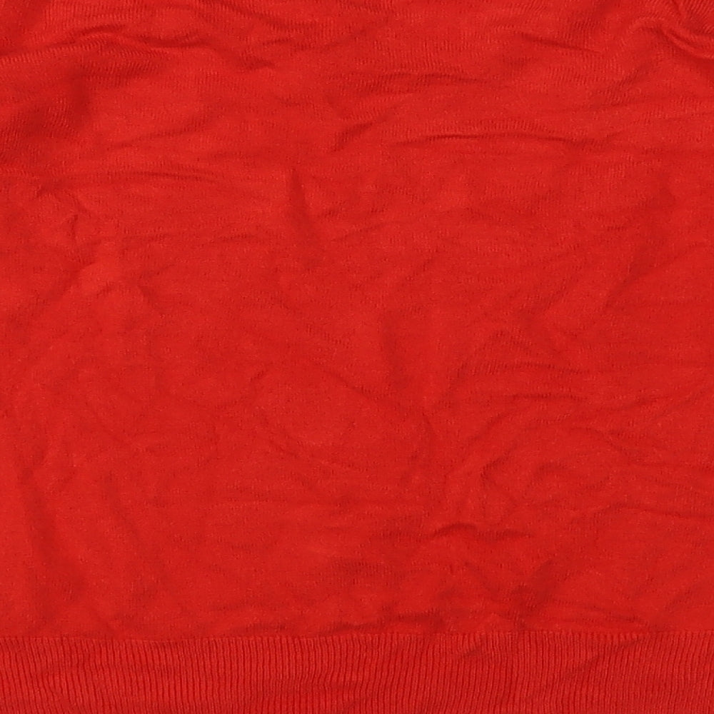 Marks and Spencer Womens Red V-Neck  Acrylic Pullover Jumper Size 14