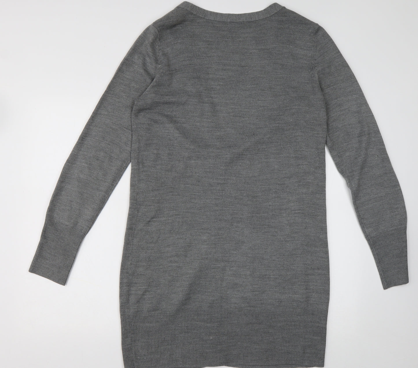 H&M Womens Grey V-Neck  Acrylic Cardigan Jumper Size M