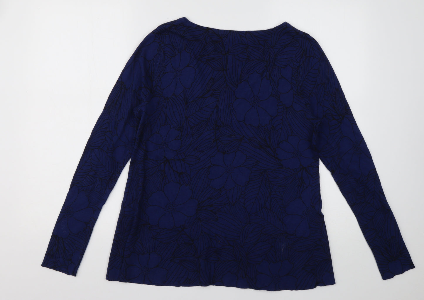 Marks and Spencer Womens Blue Floral Viscose Pullover Sweatshirt Size 12  Pullover