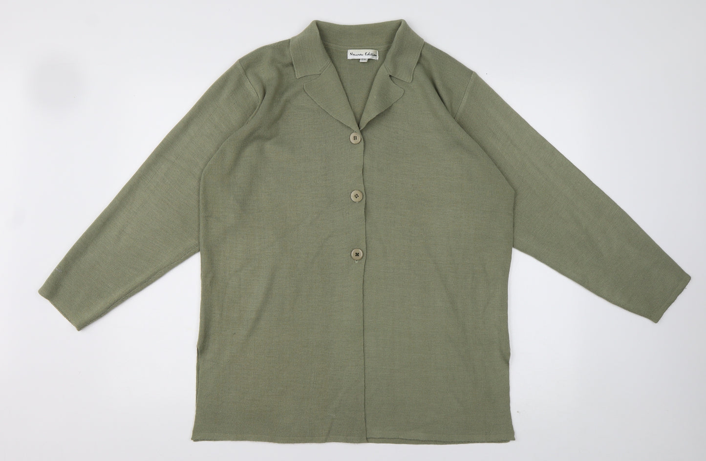 Preworn Womens Green Collared  Acrylic Cardigan Jumper Size M