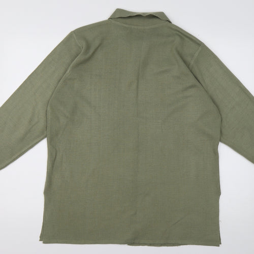 Preworn Womens Green Collared  Acrylic Cardigan Jumper Size M