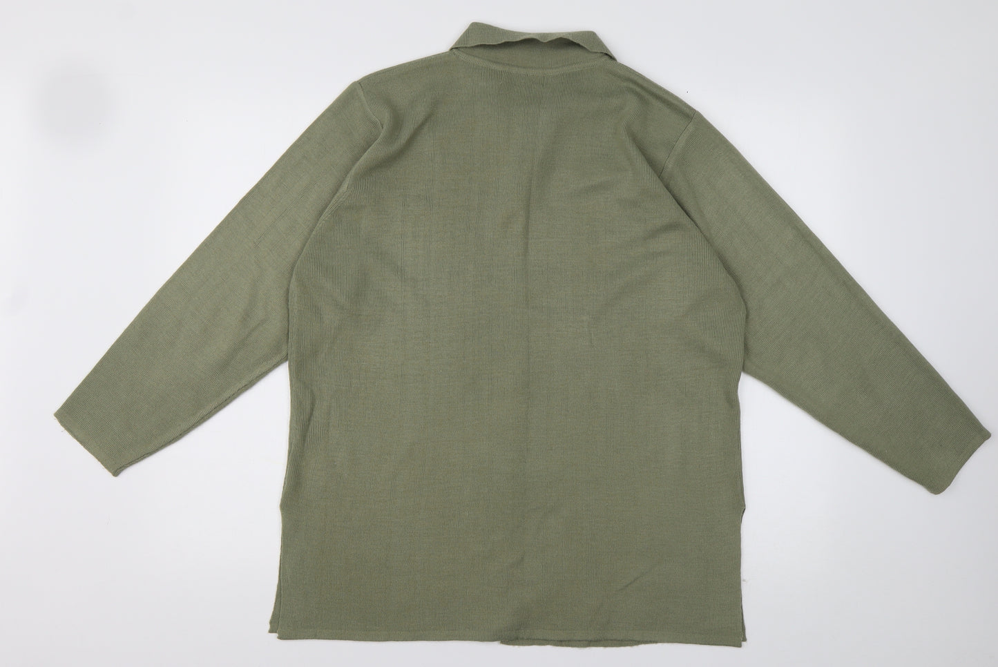 Preworn Womens Green Collared  Acrylic Cardigan Jumper Size M
