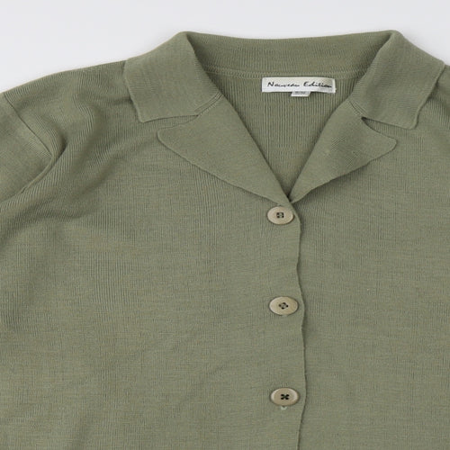 Preworn Womens Green Collared  Acrylic Cardigan Jumper Size M