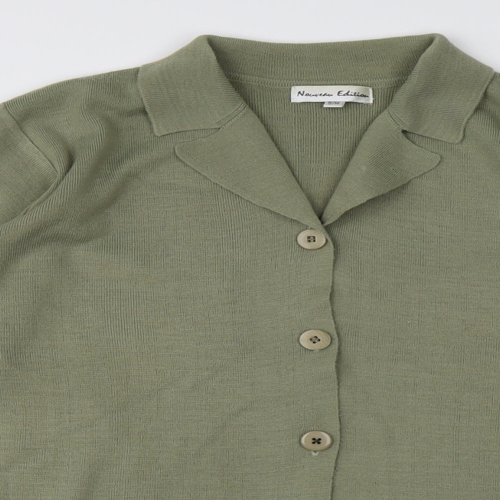 Preworn Womens Green Collared  Acrylic Cardigan Jumper Size M