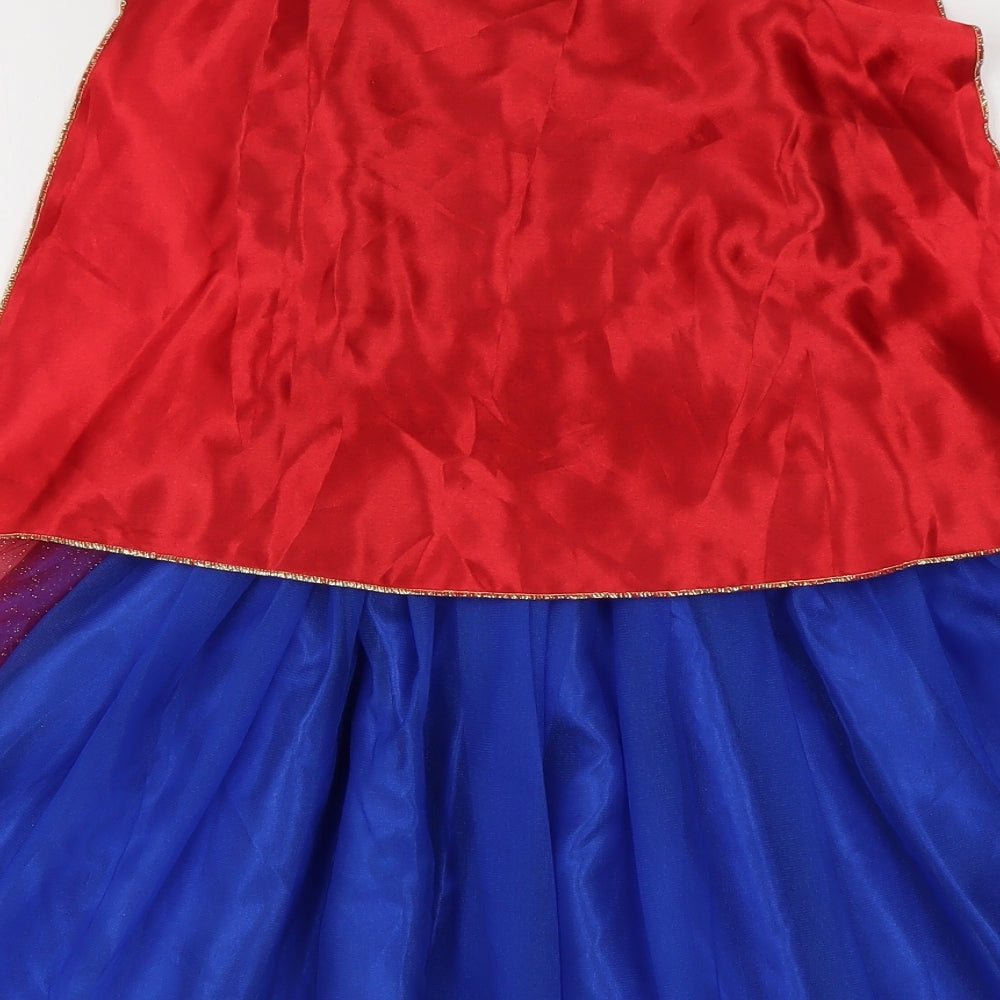 sainsburys Girls Blue  Polyester A-Line  Size 7-8 Years  Crew Neck Pullover - SUPER WOMAN