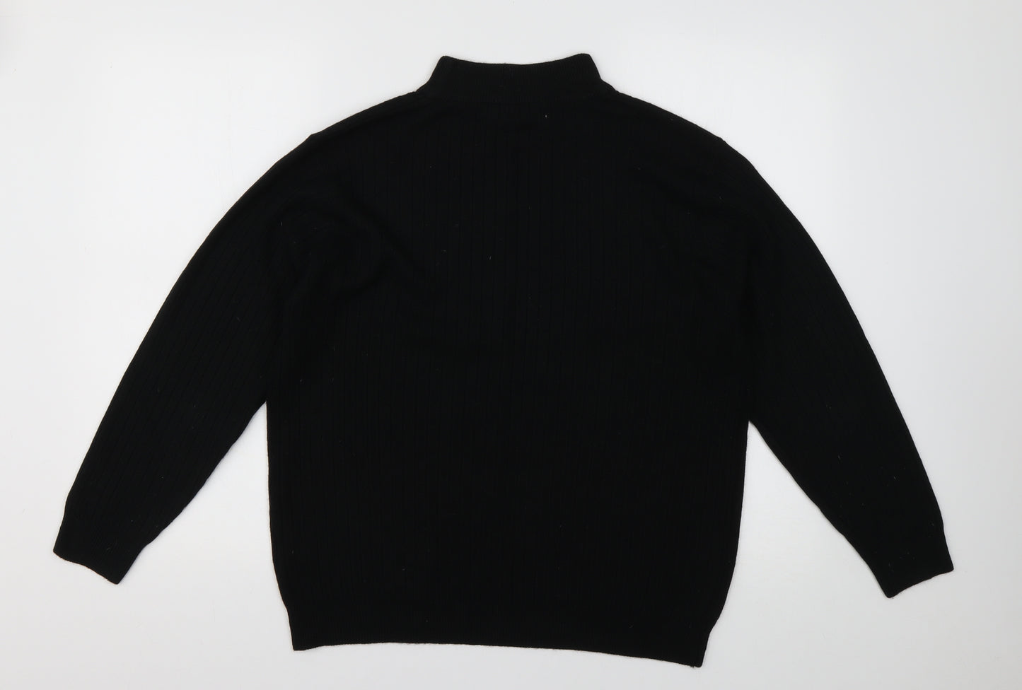 design essentials Womens Black High Neck Striped Acrylic Pullover Jumper Size L