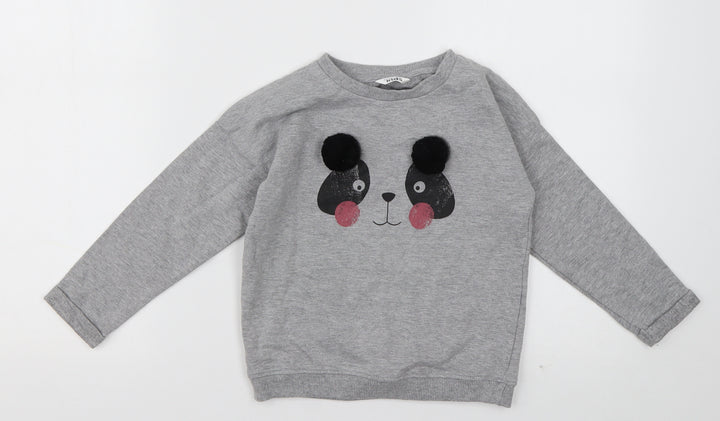 M&Co Girls Grey  Cotton Pullover Sweatshirt Size 4-5 Years  Pullover