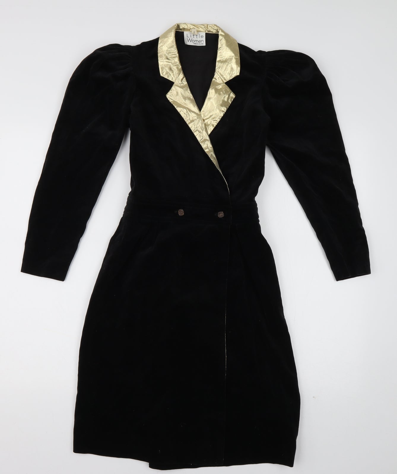 little women Womens Black   Overcoat Coat Size 8  Button