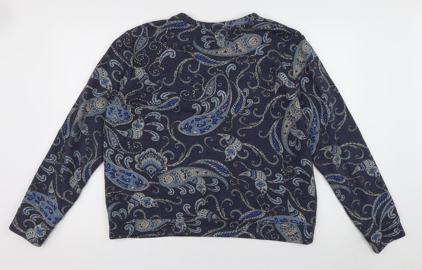 H&M Mens Blue Crew Neck Geometric Cotton Pullover Jumper Size L