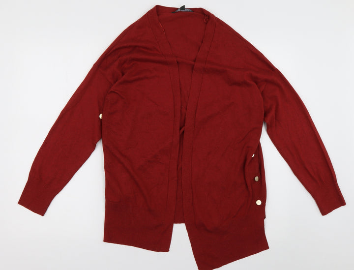 Bonmarché Womens Orange V-Neck  Nylon Cardigan Jumper Size 12