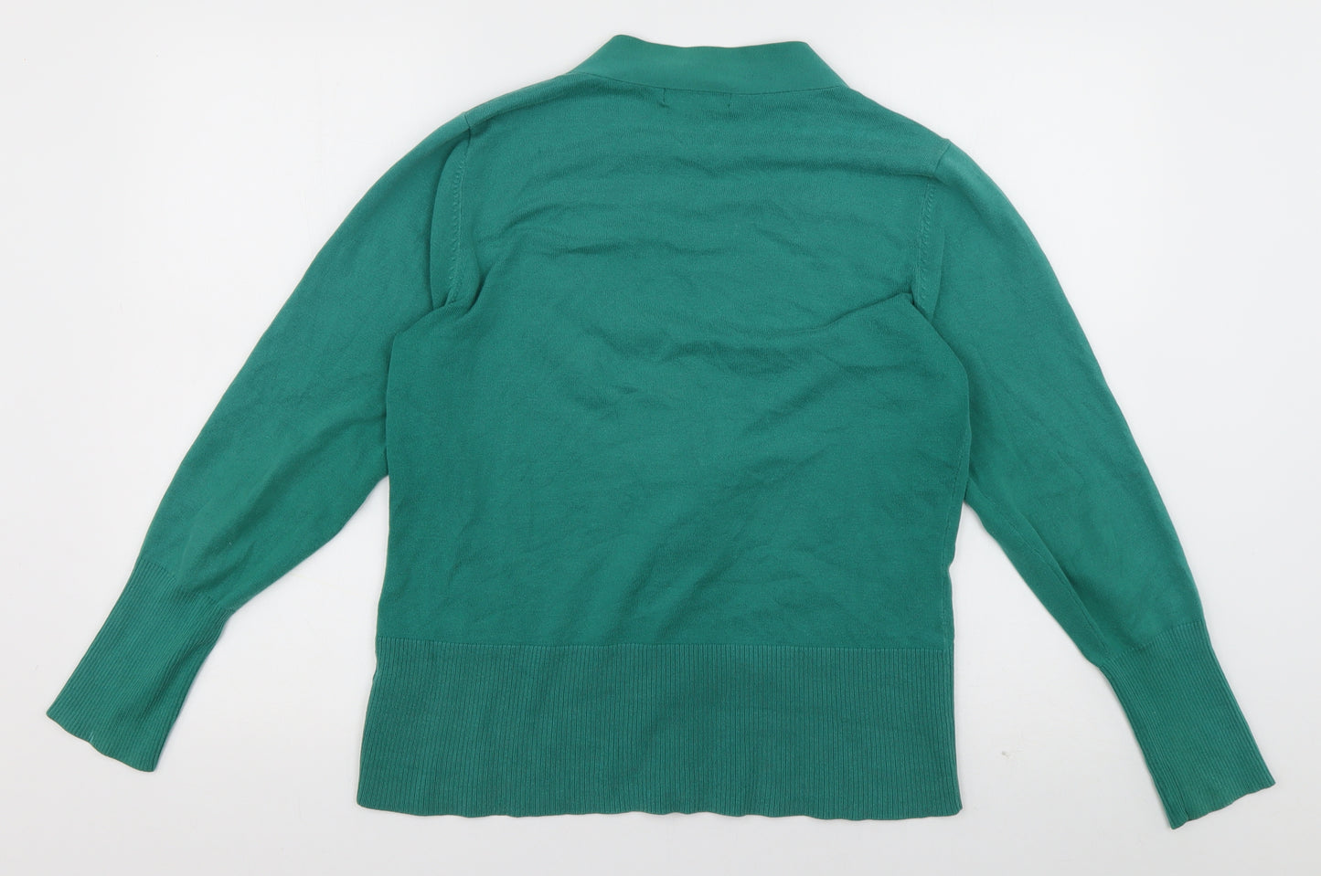 Monsoon Womens Green V-Neck  Cotton Cardigan Jumper Size 14