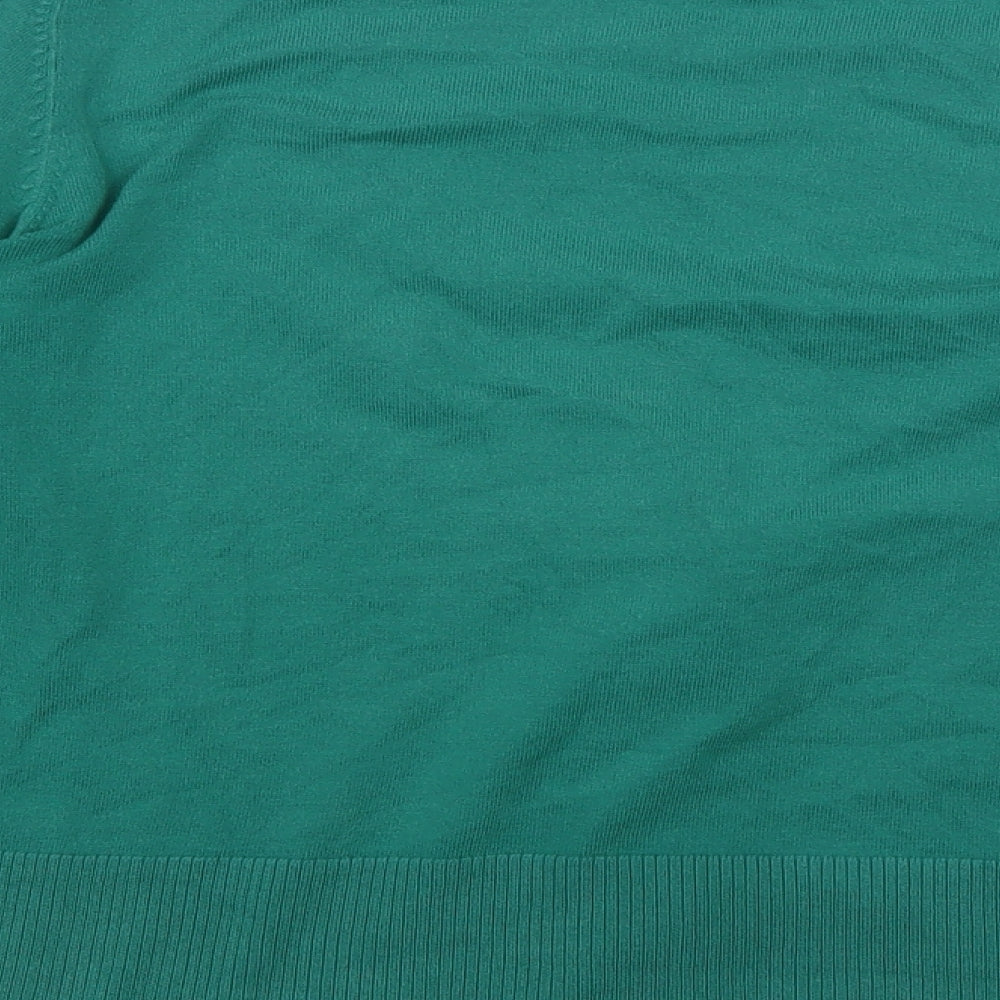 Monsoon Womens Green V-Neck  Cotton Cardigan Jumper Size 14