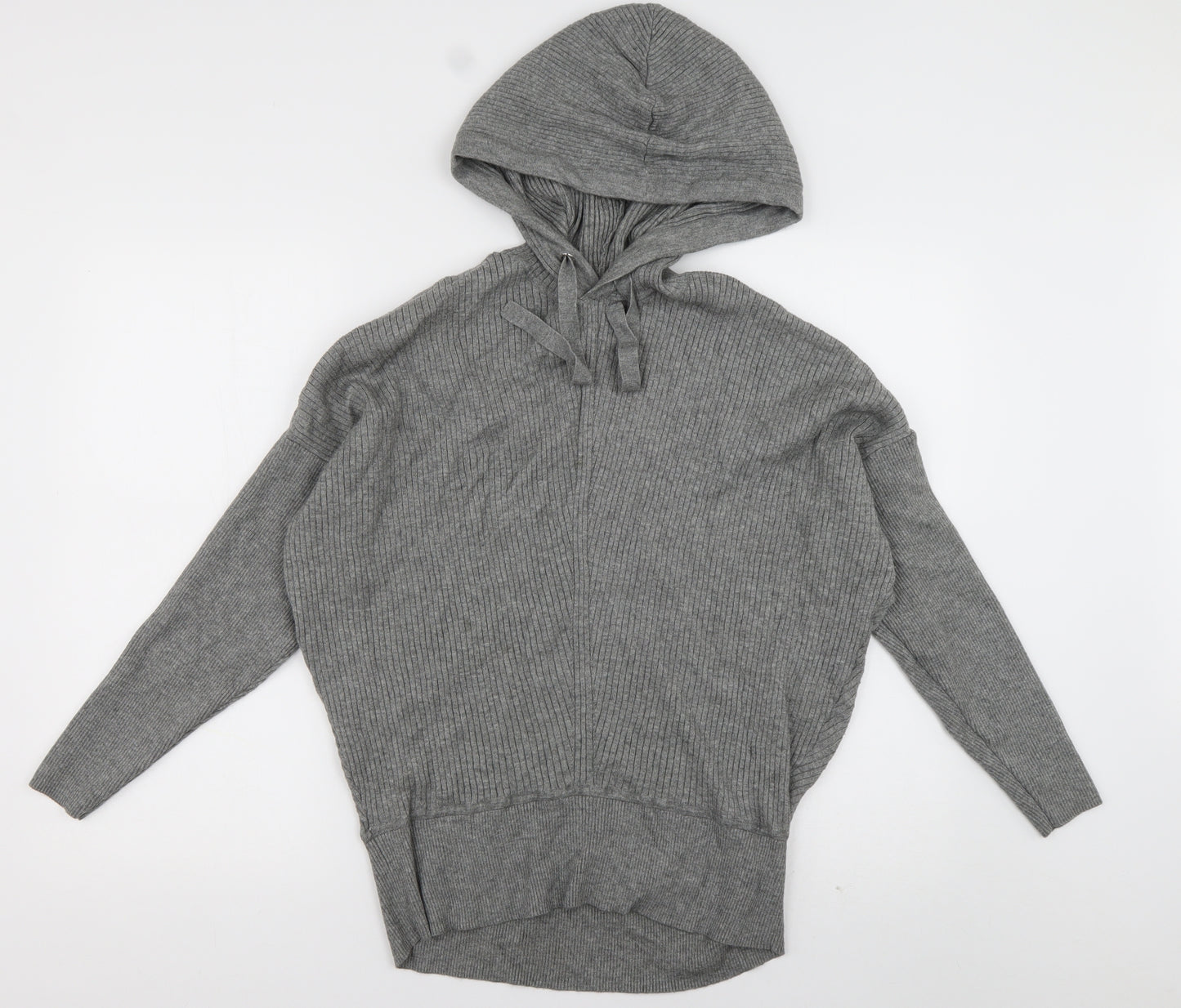 F&F Womens Grey Striped Viscose Pullover Hoodie Size 16  Pullover