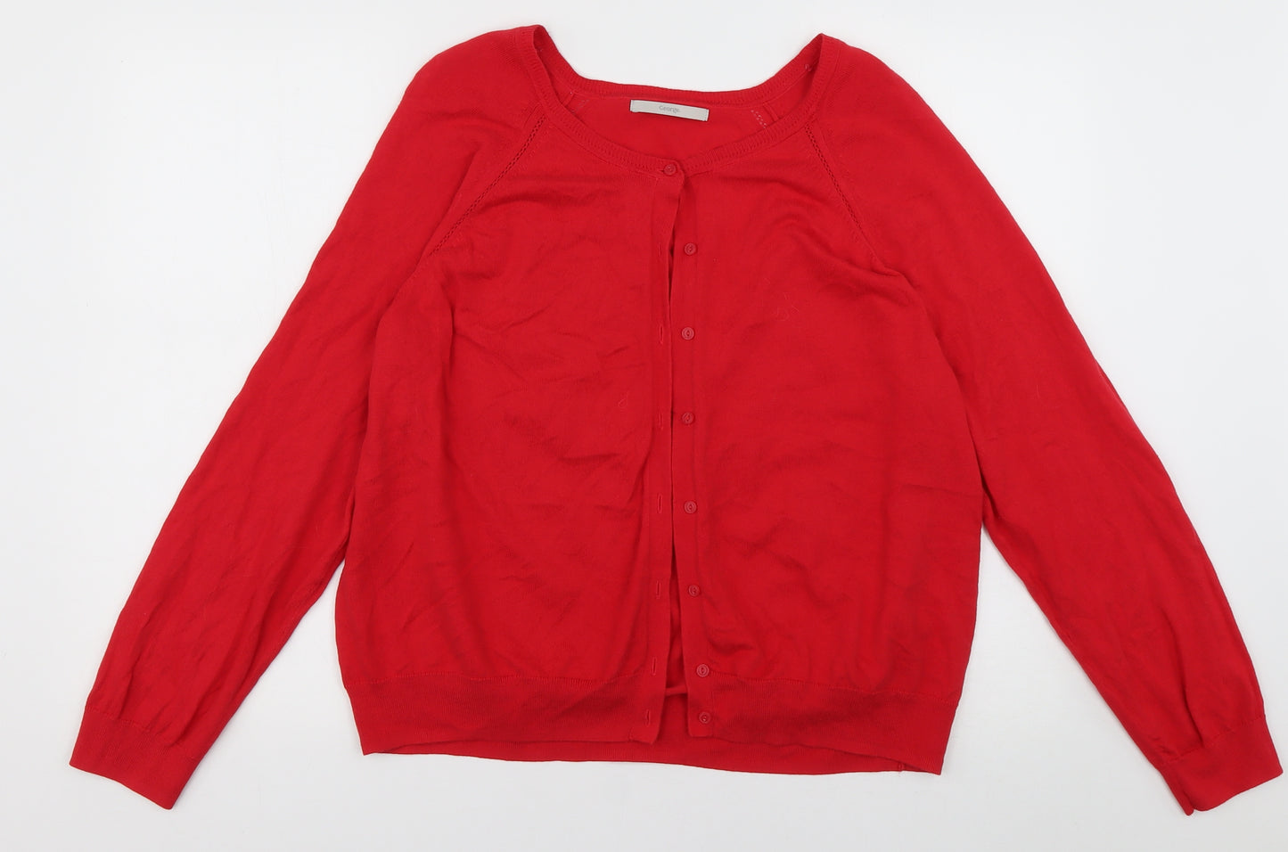 George Womens Red Crew Neck  Cotton Cardigan Jumper Size 22