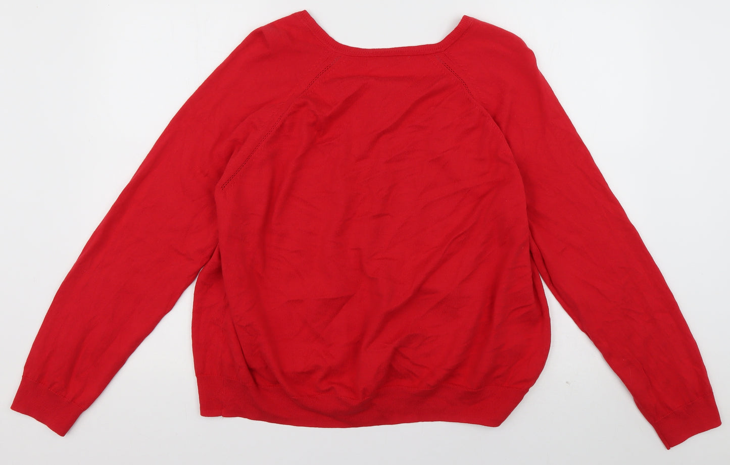 George Womens Red Crew Neck  Cotton Cardigan Jumper Size 22