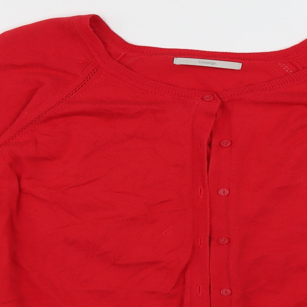 George Womens Red Crew Neck  Cotton Cardigan Jumper Size 22