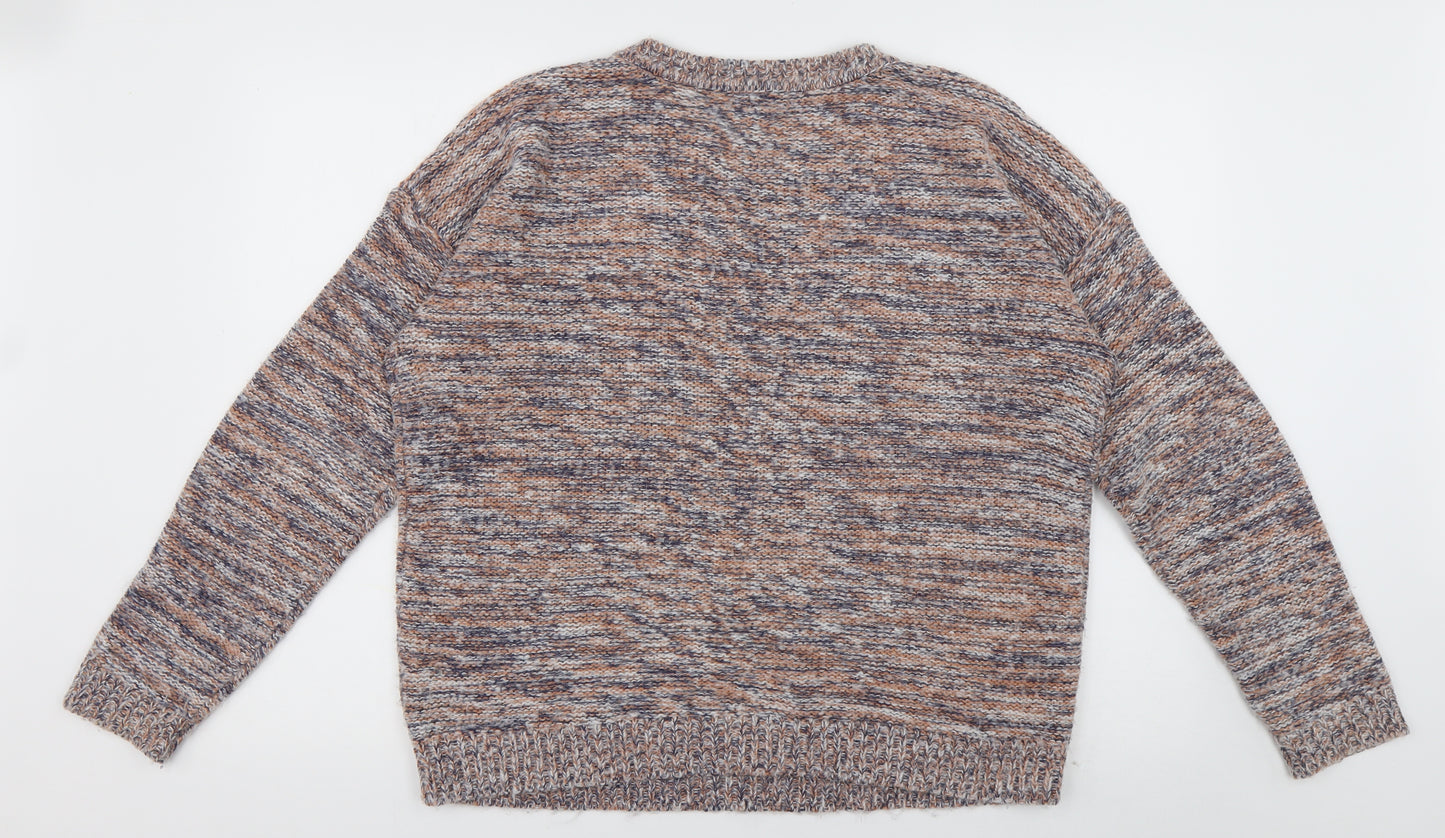 maqtalan Womens Multicoloured Crew Neck  Acrylic Pullover Jumper Size L