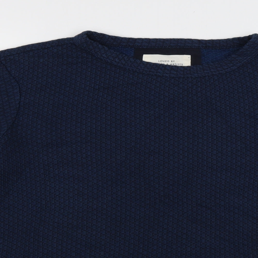 Seasalt Womens Blue Crew Neck Geometric Cotton Pullover Jumper Size 16