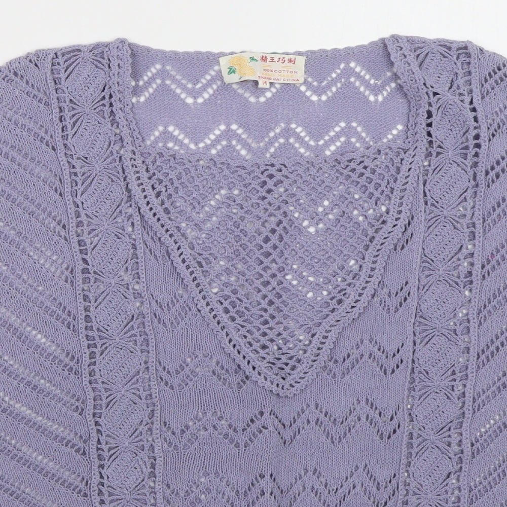 Preworn Womens Purple Geometric Cotton Pullover Sweatshirt Size M  Pullover