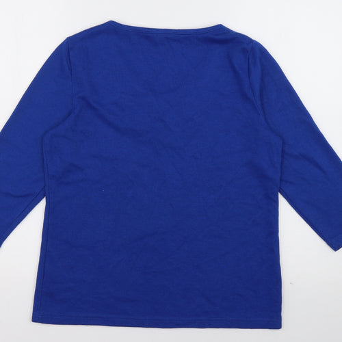 bonmarch Womens Blue Fair Isle Polyester Pullover Sweatshirt Size 12  Pullover