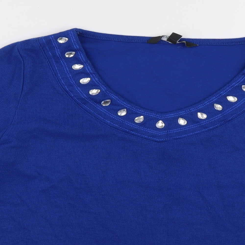 bonmarch Womens Blue Fair Isle Polyester Pullover Sweatshirt Size 12  Pullover