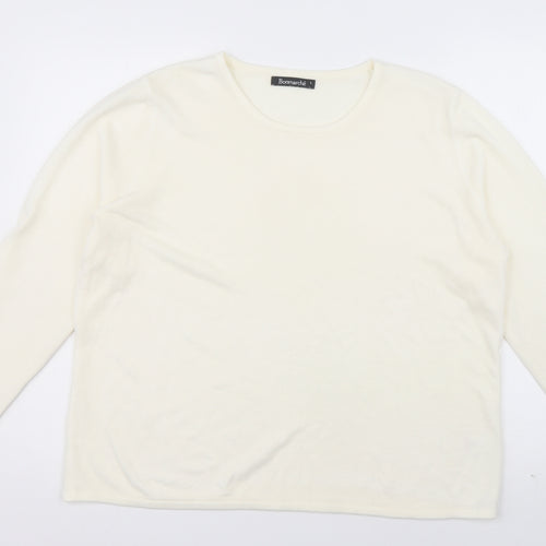bonmarch Womens White  Acrylic Pullover Sweatshirt Size L  Pullover