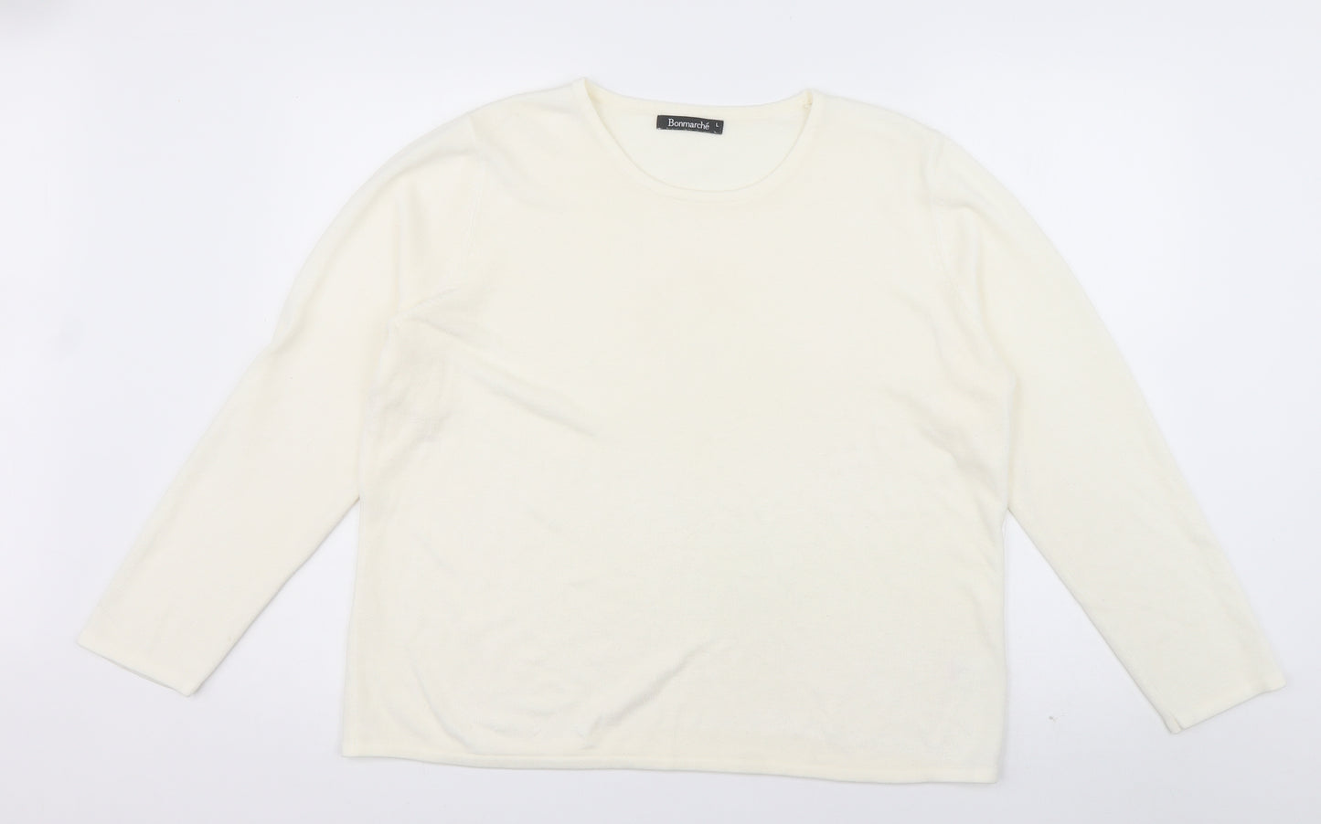 bonmarch Womens White  Acrylic Pullover Sweatshirt Size L  Pullover