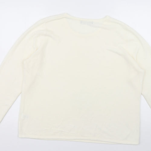 bonmarch Womens White  Acrylic Pullover Sweatshirt Size L  Pullover