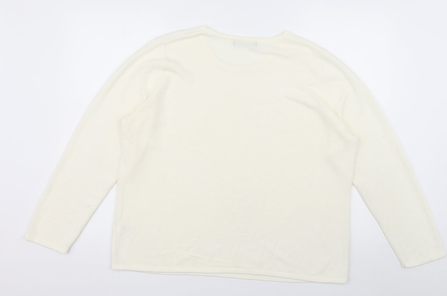 bonmarch Womens White  Acrylic Pullover Sweatshirt Size L  Pullover