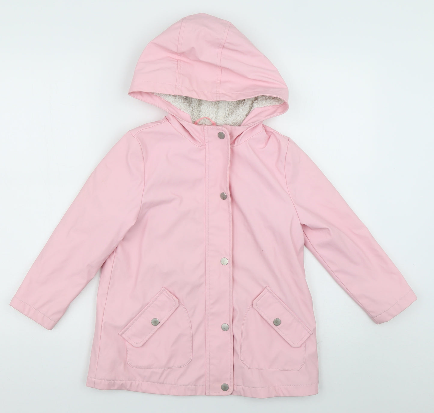 F&F Girls Pink   Overcoat Coat Size 6-7 Years  Zip
