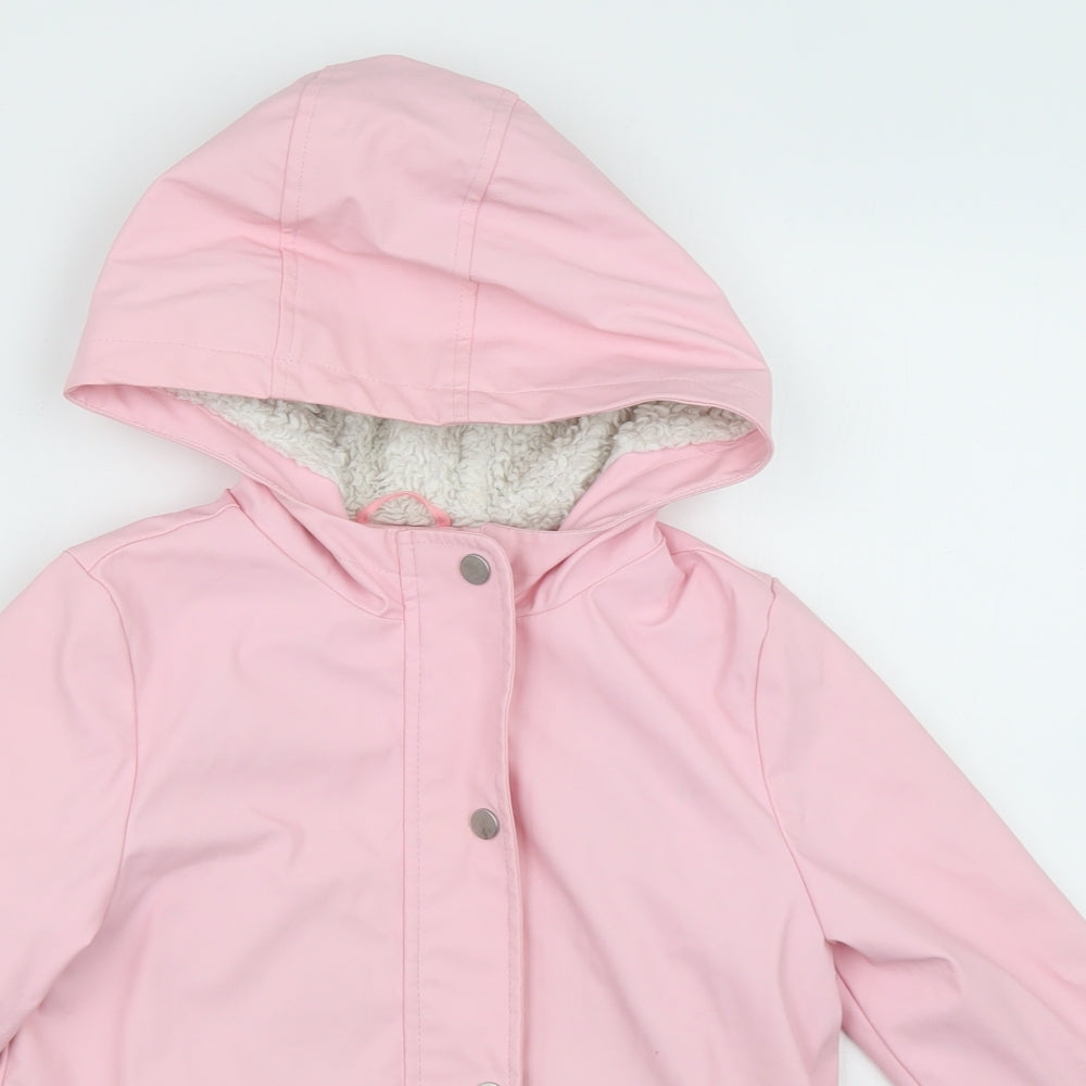 F&F Girls Pink   Overcoat Coat Size 6-7 Years  Zip
