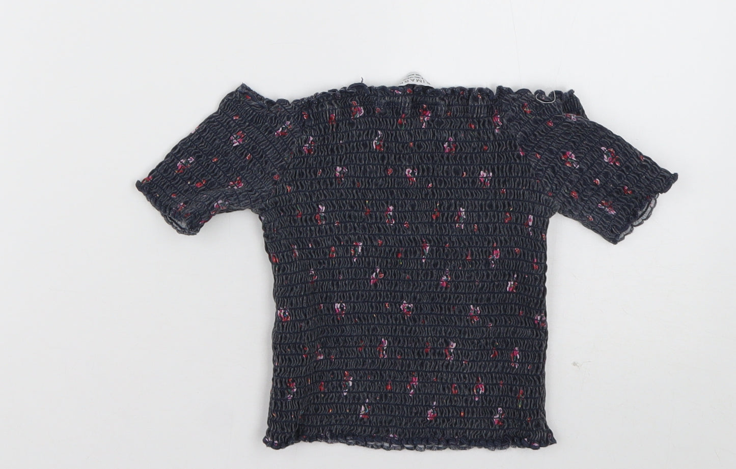 Primark Girls Grey Floral Cotton Tunic T-Shirt Size 7-8 Years Off the Shoulder Pullover