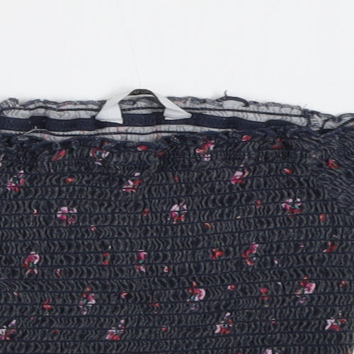Primark Girls Grey Floral Cotton Tunic T-Shirt Size 7-8 Years Off the Shoulder Pullover