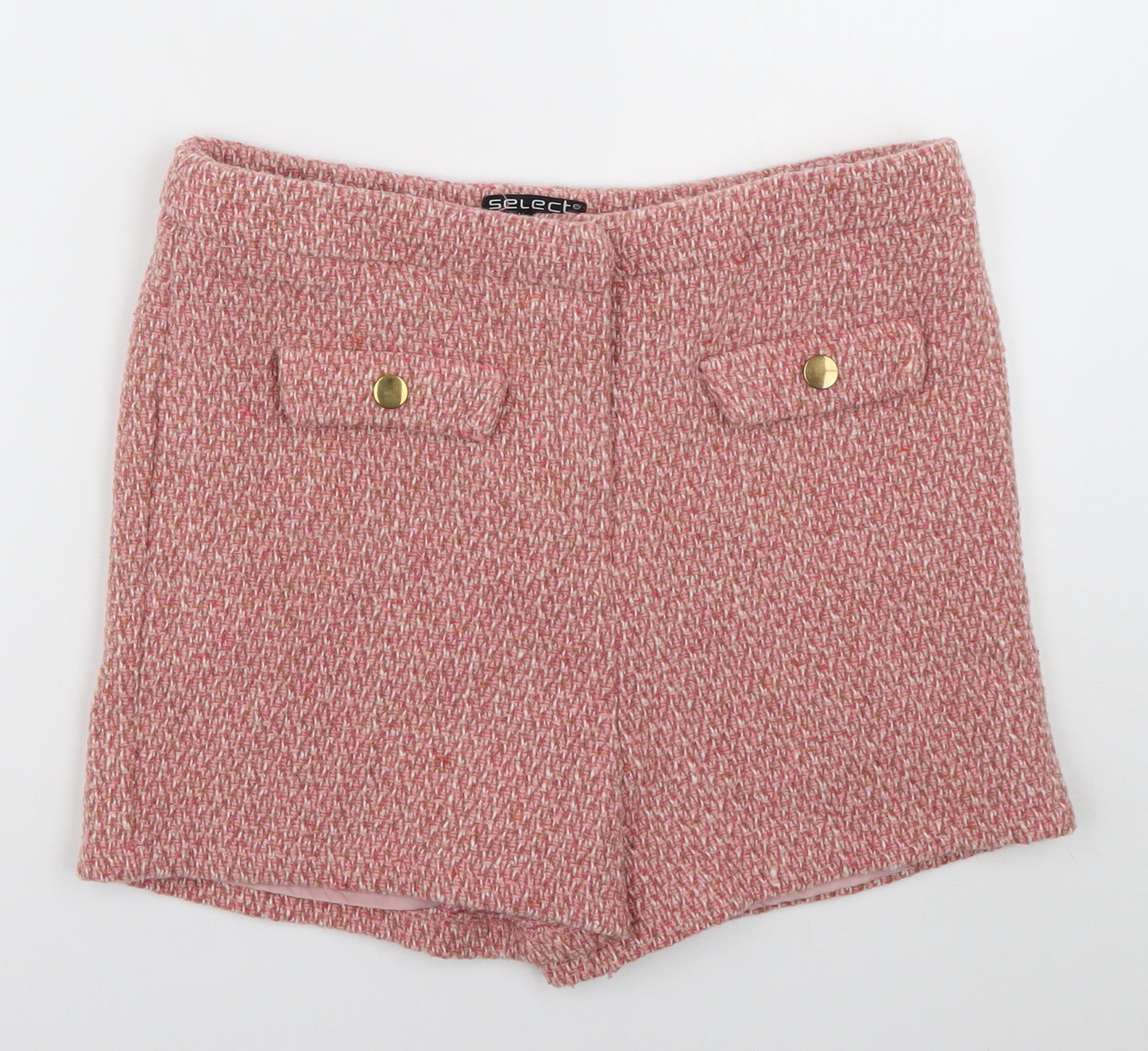 Select Womens Pink  Wool Bermuda Shorts Size 14 L3 in Regular Hook & Eye
