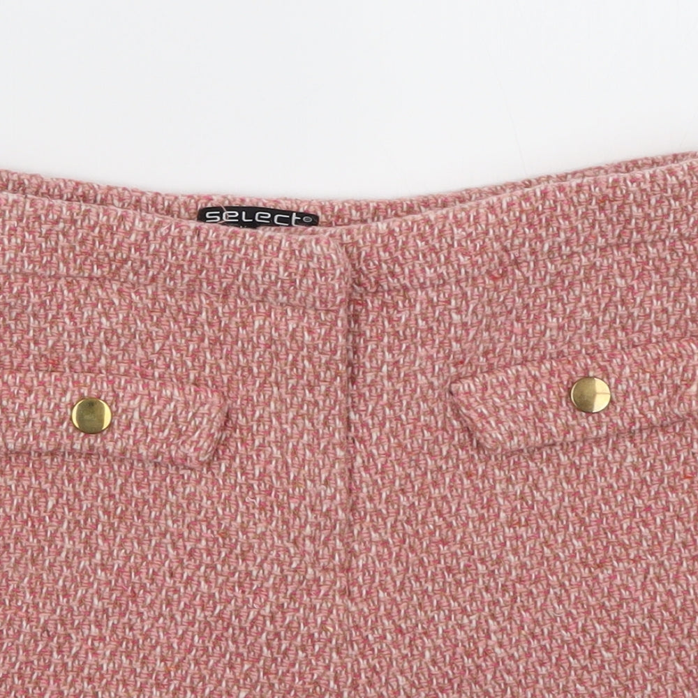 Select Womens Pink  Wool Bermuda Shorts Size 14 L3 in Regular Hook & Eye