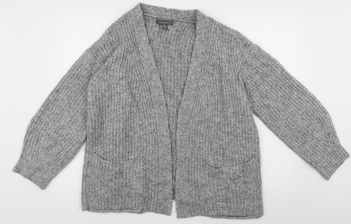 Primark Womens Grey V-Neck  Acrylic Cardigan Jumper Size M
