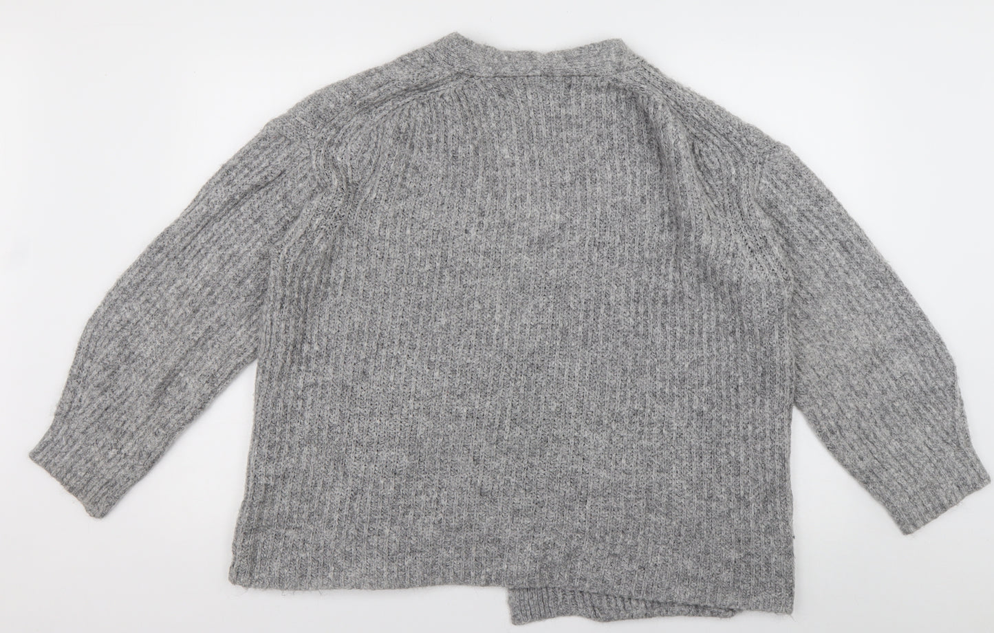 Primark Womens Grey V-Neck  Acrylic Cardigan Jumper Size M