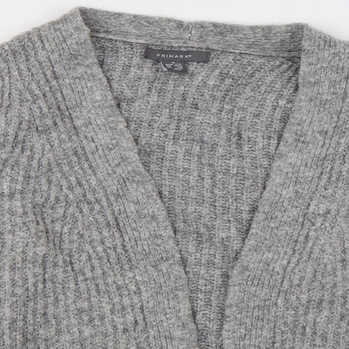 Primark Womens Grey V-Neck  Acrylic Cardigan Jumper Size M